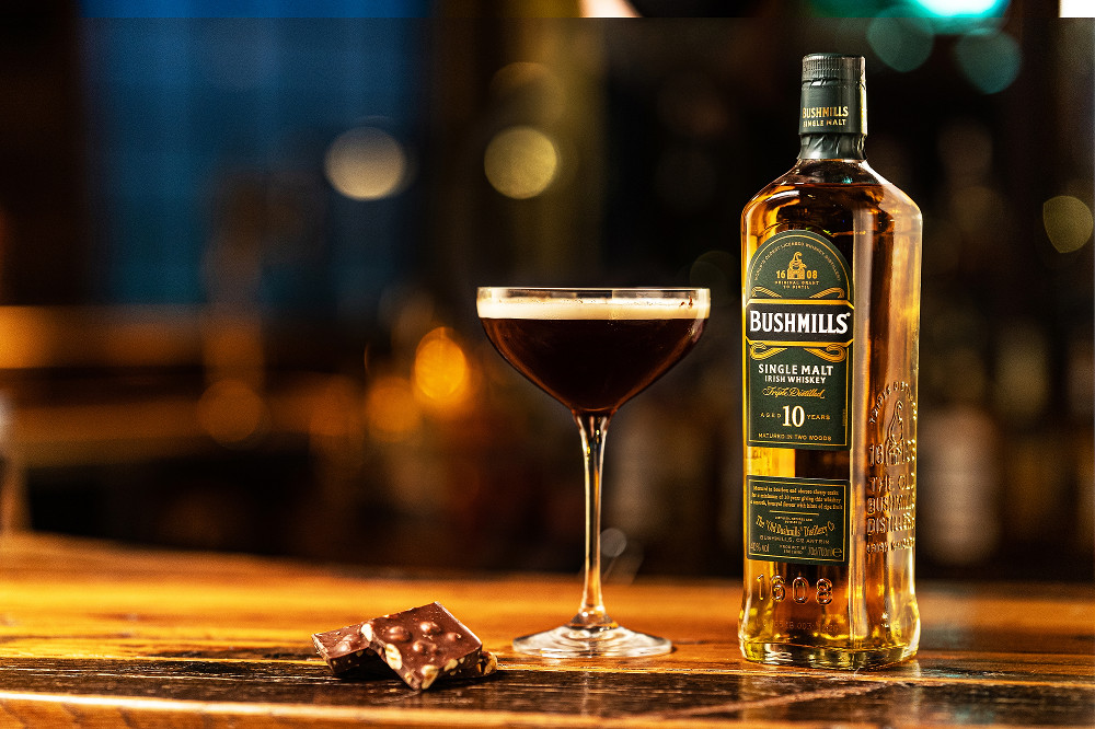 Espresso Bush Tini cocktails made with Bushmills 10-year Old Whiskey Espresso Bush Tini